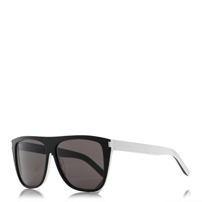 Saint Laurent Acetate Flat Top SL1 Sunglasses Black White 1 of 8