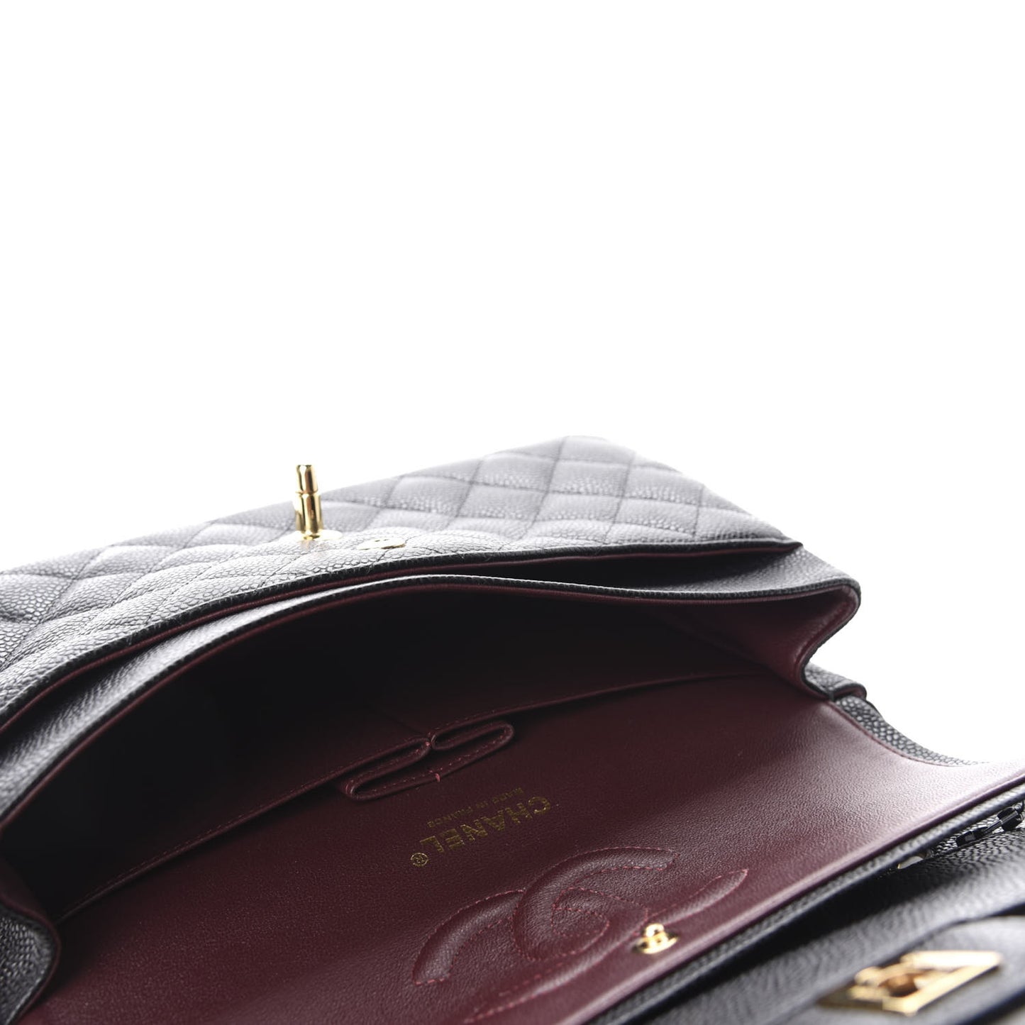 Caviar Quilted Medium Double Flap Black