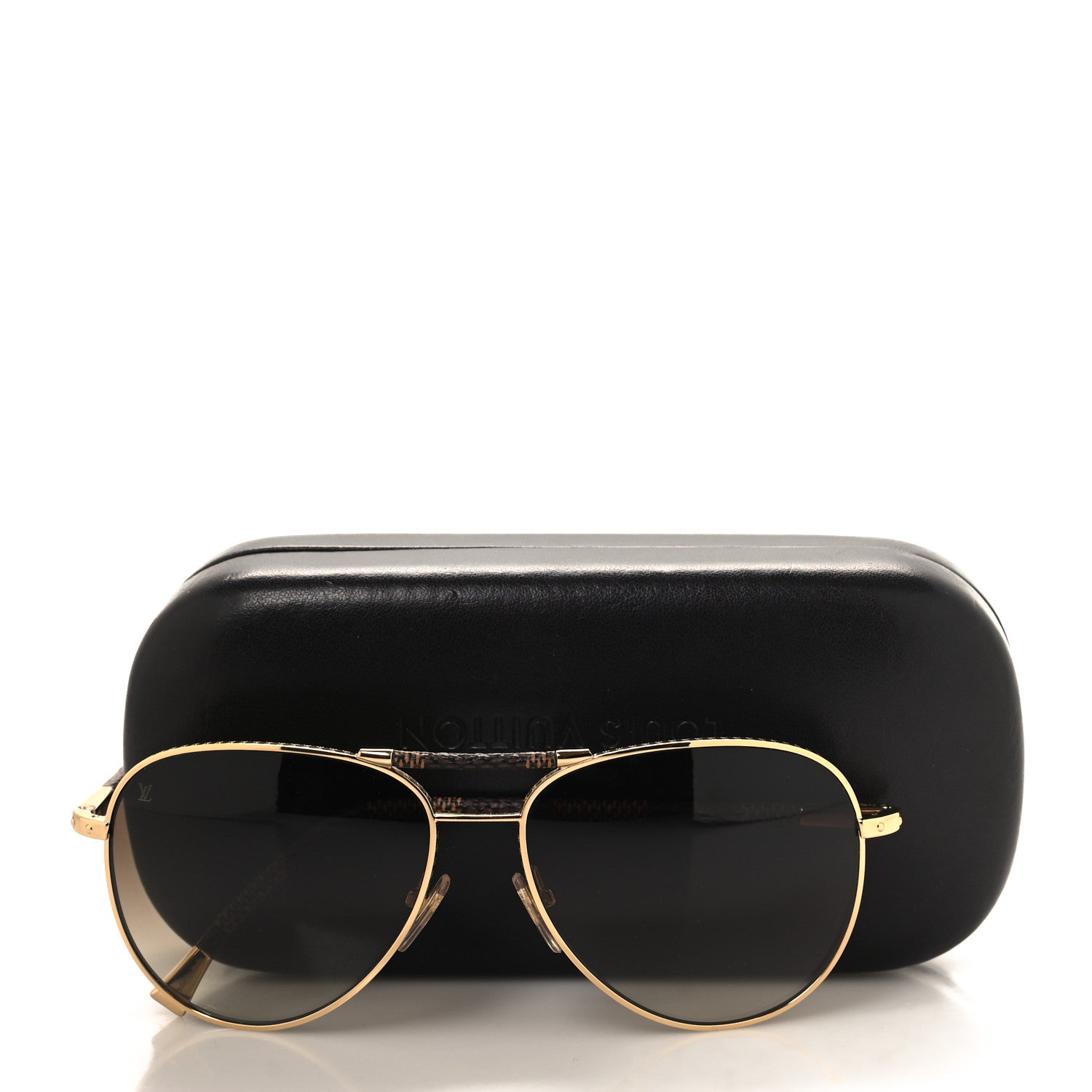 Louis Vuitton Damier Ebene Conspiration Pilote Aviator Sunglasses Z0202U Gold 7 of 7