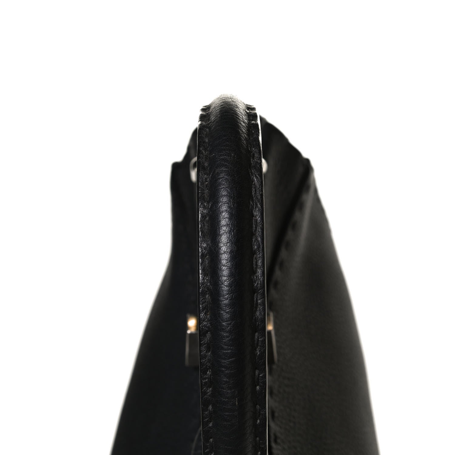 Fendi Cuoio Romano Selleria Bi-Color Medium Peekaboo Iconic Satchel Black Mou 7 of 14