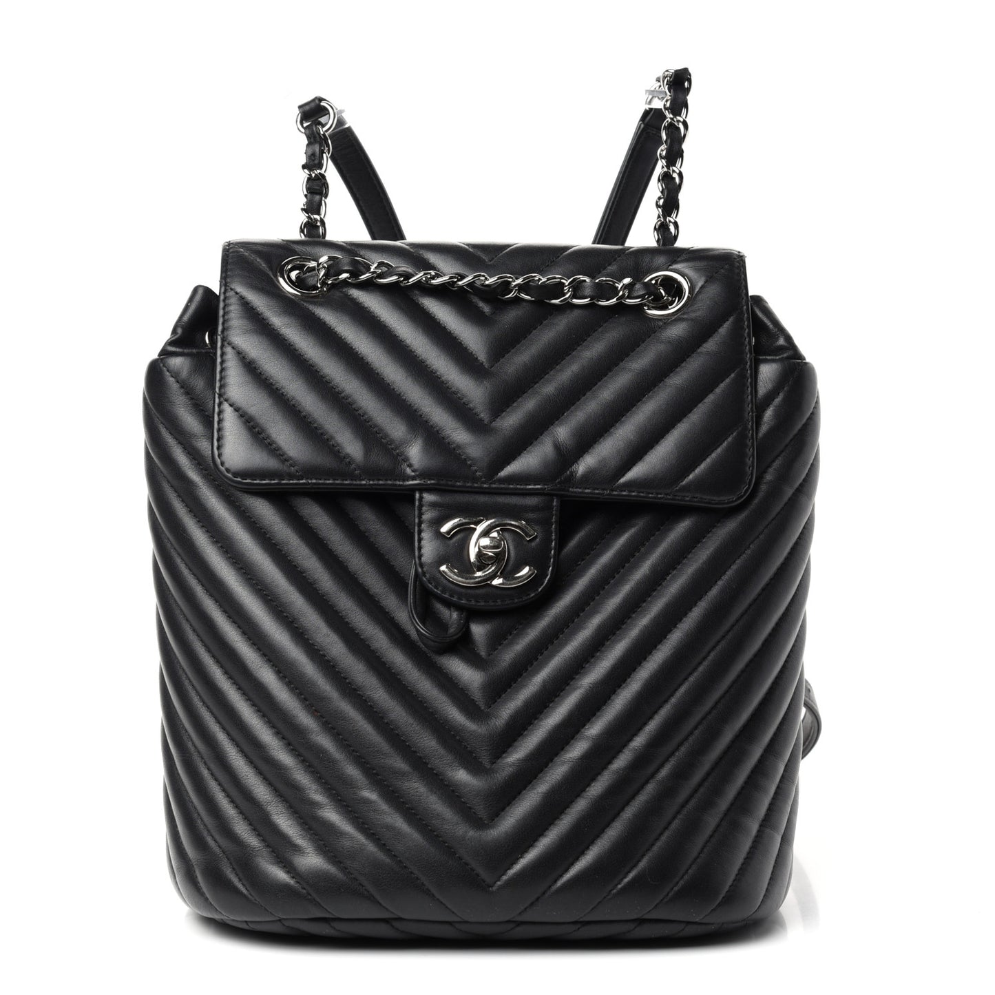 Calfskin Chevron Quilted Small Urban Spirit Backpack Black