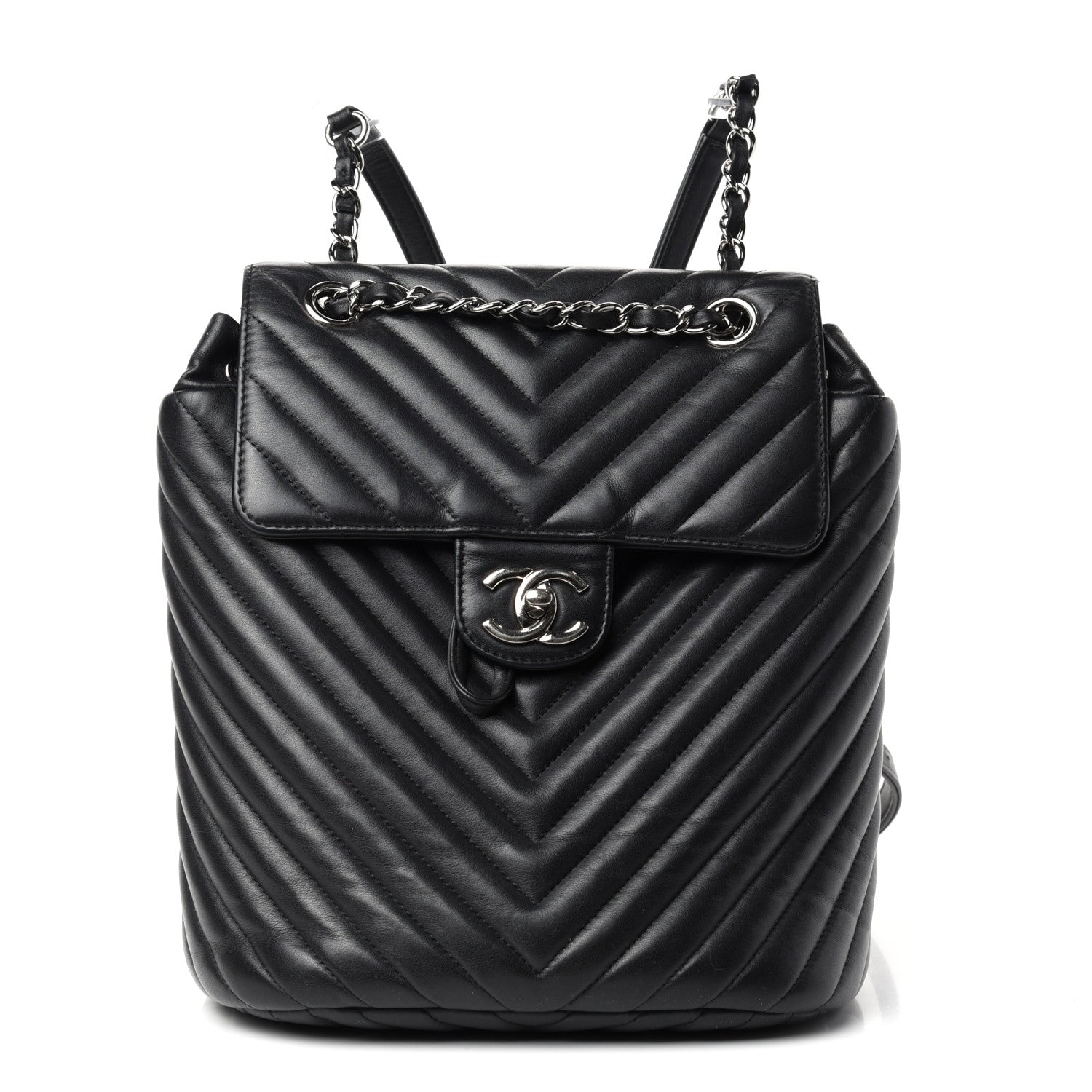 Chanel Calfskin Chevron Quilted Small Urban Spirit Backpack Black 1 of 10
