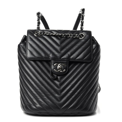 Chanel Calfskin Chevron Quilted Small Urban Spirit Backpack Black 1 of 10
