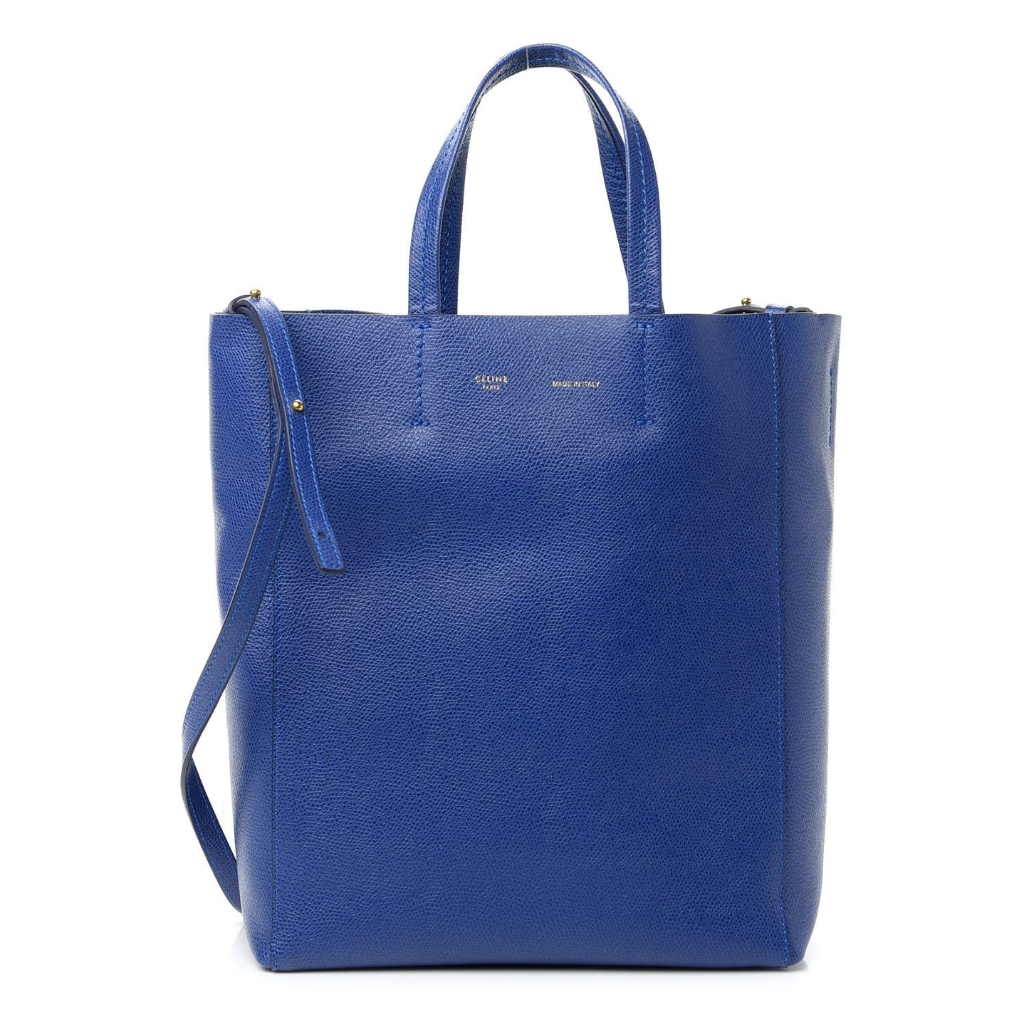 Grained Calfskin Small Vertical Cabas Indigo