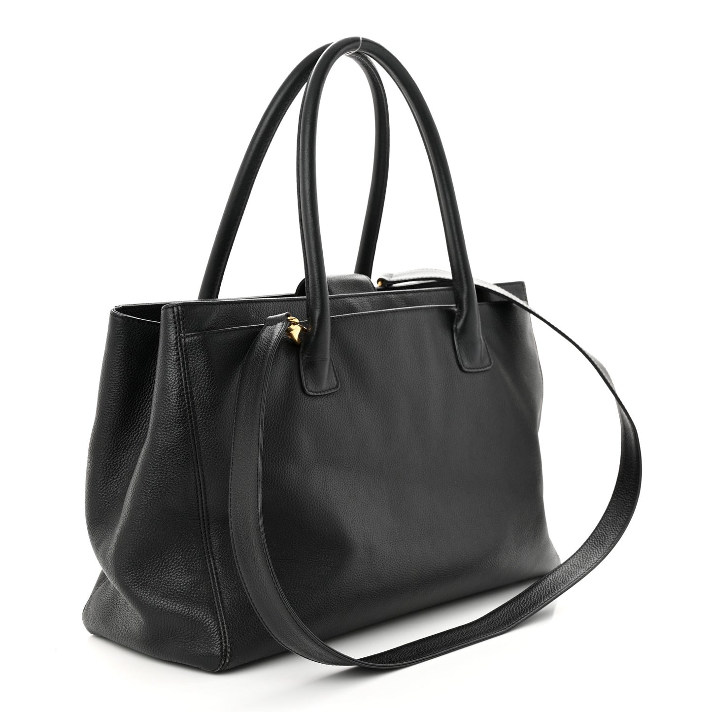 Calfskin Cerf Executive Shopper Tote Black