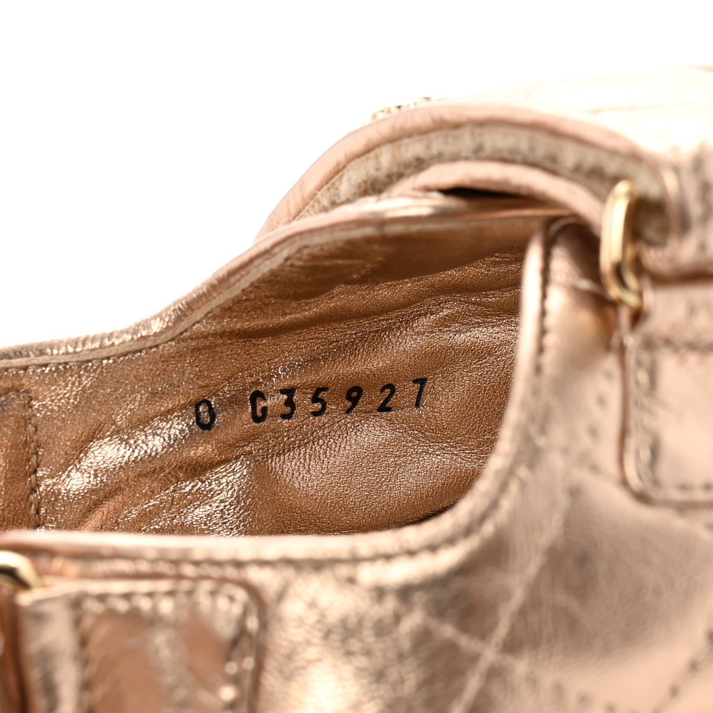 Iridescent Lambskin Quilted Velcro Dad Sandals 36 Light Bronze