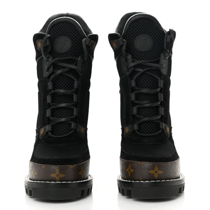 Louis Vuitton Suede Calfskin Monogram Star Trail Ankle Boots 39 Black 2 of 9
