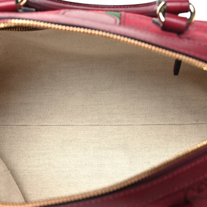 Gucci GG Monogram Textured Dollar Calfskin Web Small Ophidia Top Handle Bowler Bag Rosso Ancora 5 of 10