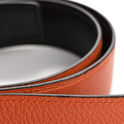 Hermes Box Togo 32mm H Belt 90 36 Black Orange 9 of 11