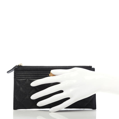 Chanel Caviar Quilted Classic Zip Boy Pouch Black 2 of 9