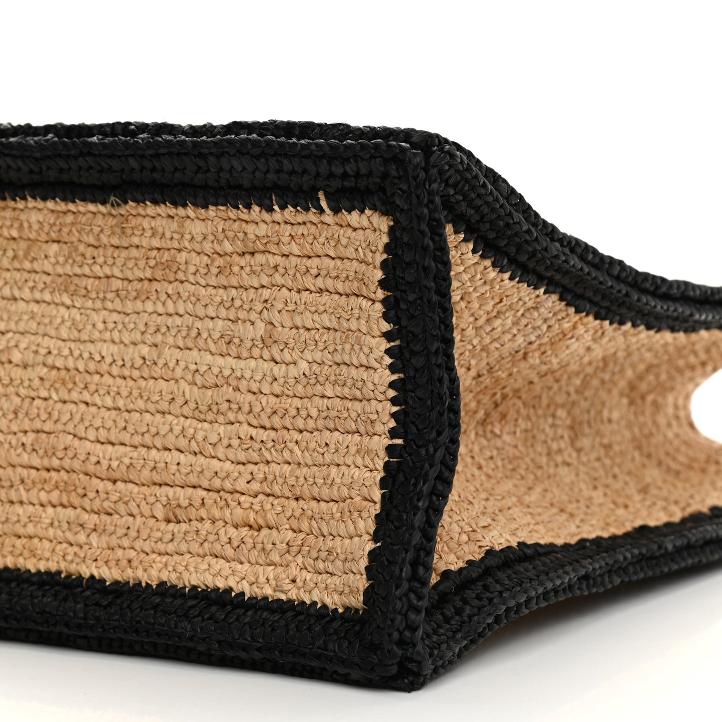 Raffia Calfskin Rive Gauche Tote Naturale Black