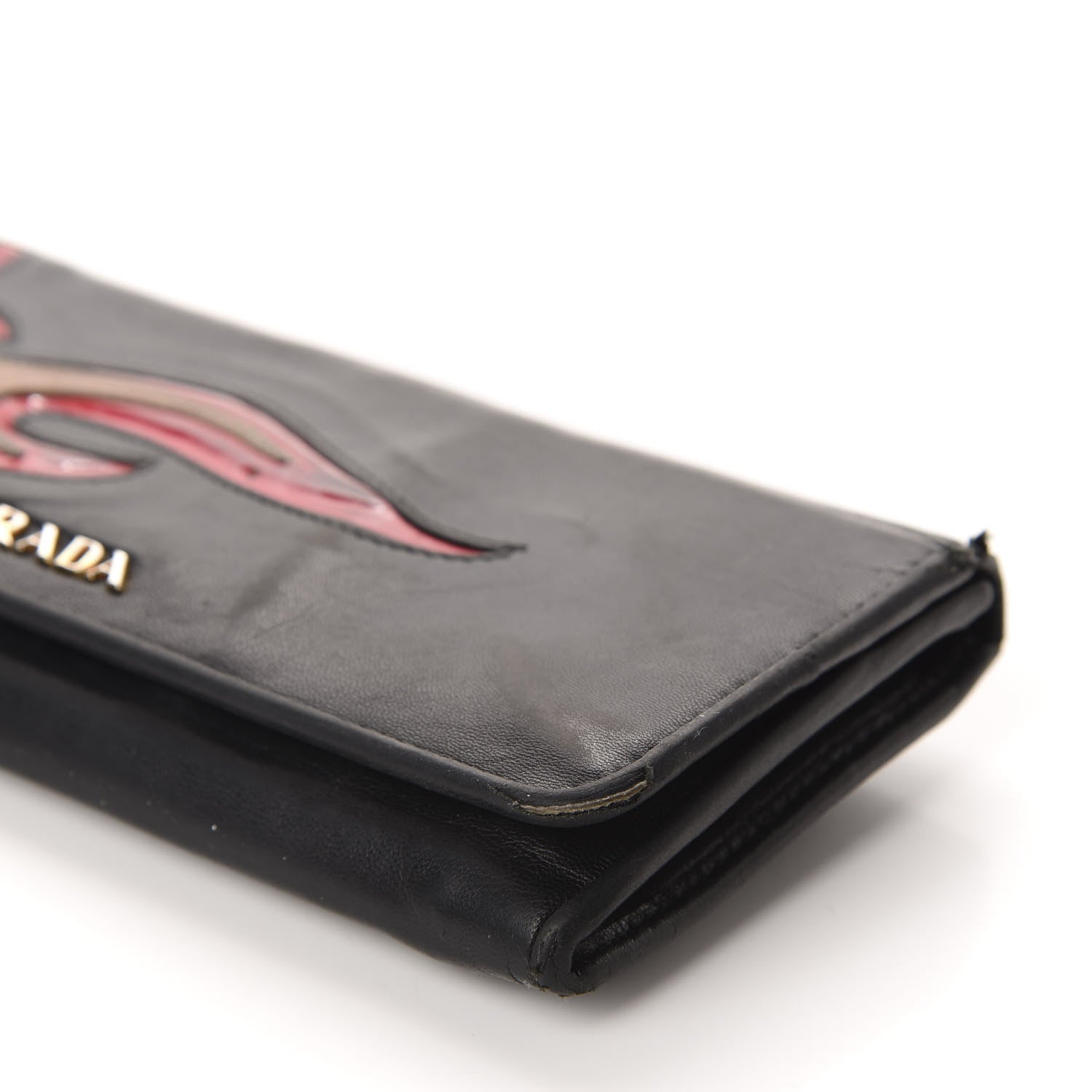 Prada Nappa Flame Continental Flap Wallet Black 7 of 13