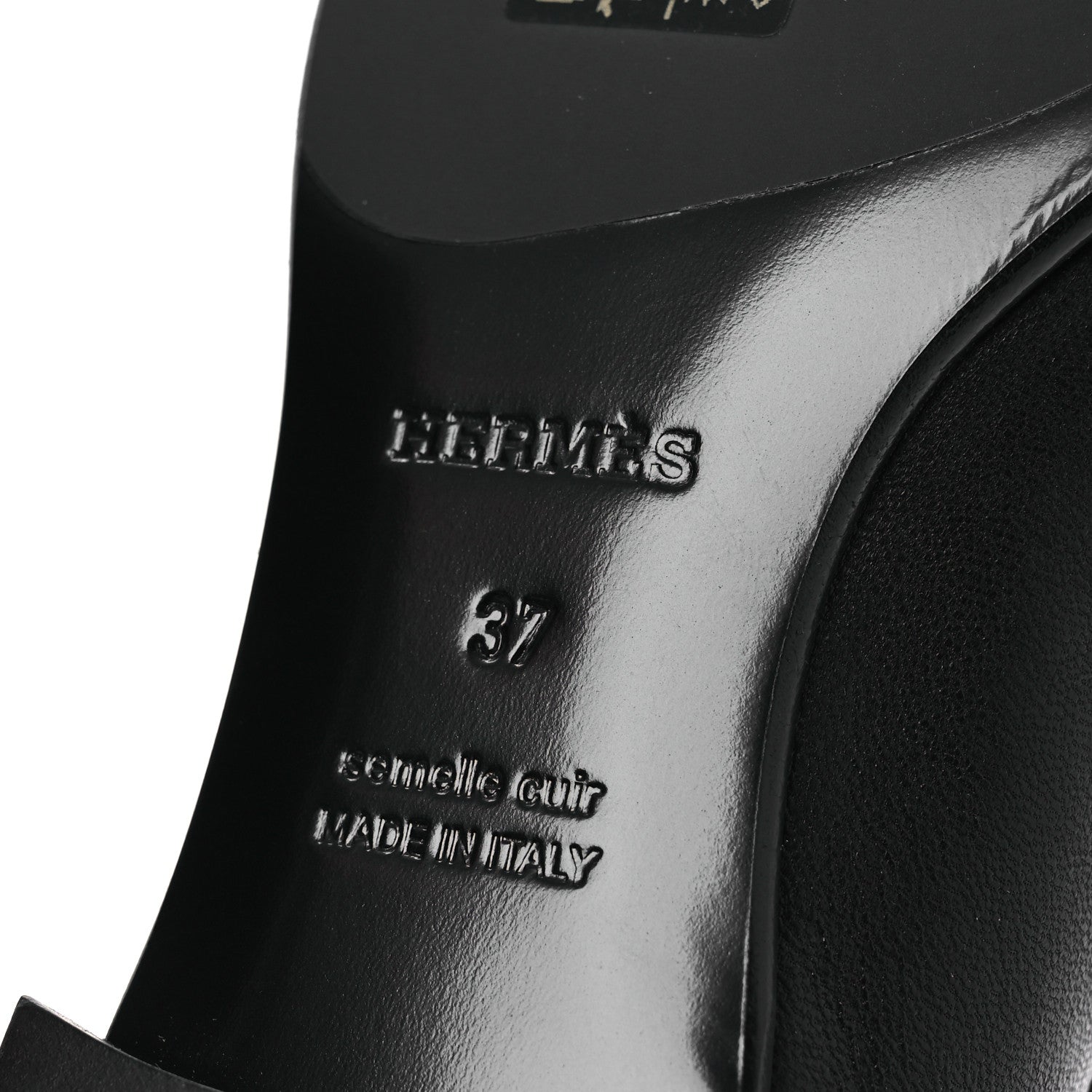 Hermes Goatskin Womens Paris Loafers 37 Black 8 of 12