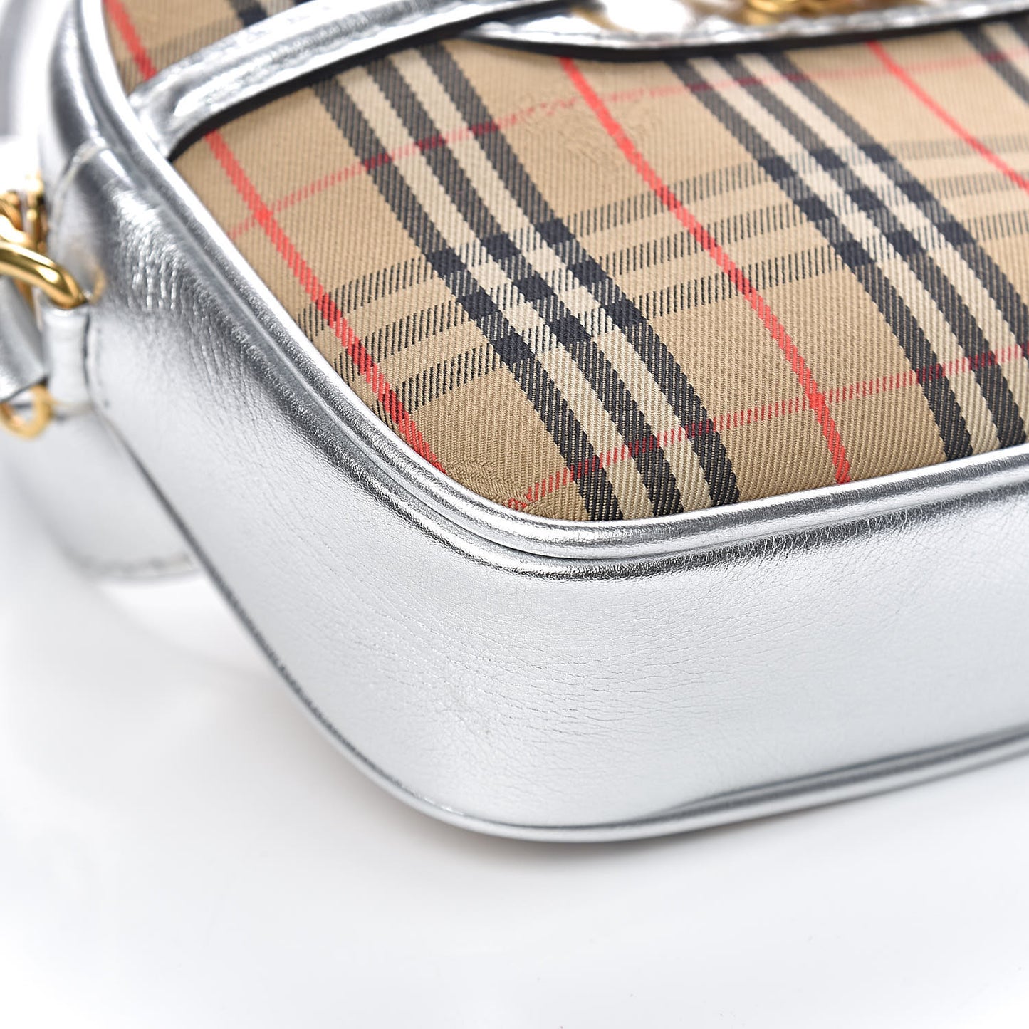 Metallic Smooth Calfskin 1983 Knight Check Link Bum Bag Silver