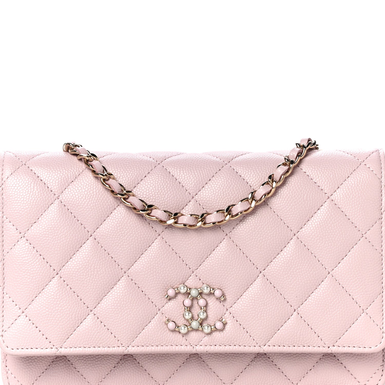 Chanel Caviar Quilted Coco Candy Wallet On Chain WOC Light Pink 9 of 12