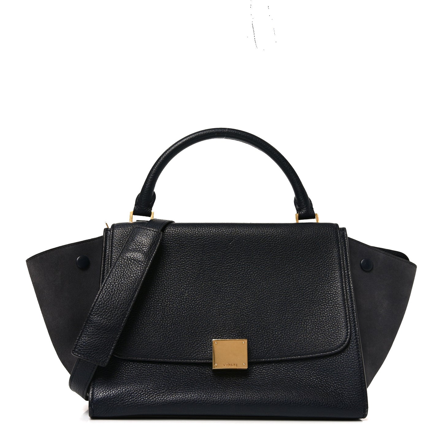 Drummed Calfskin Suede Small Trapeze Midnight