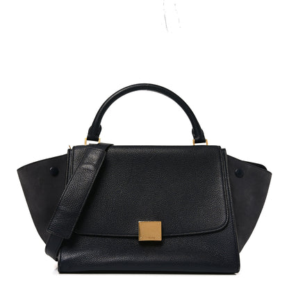 Celine Drummed Calfskin Suede Small Trapeze Midnight 1 of 8