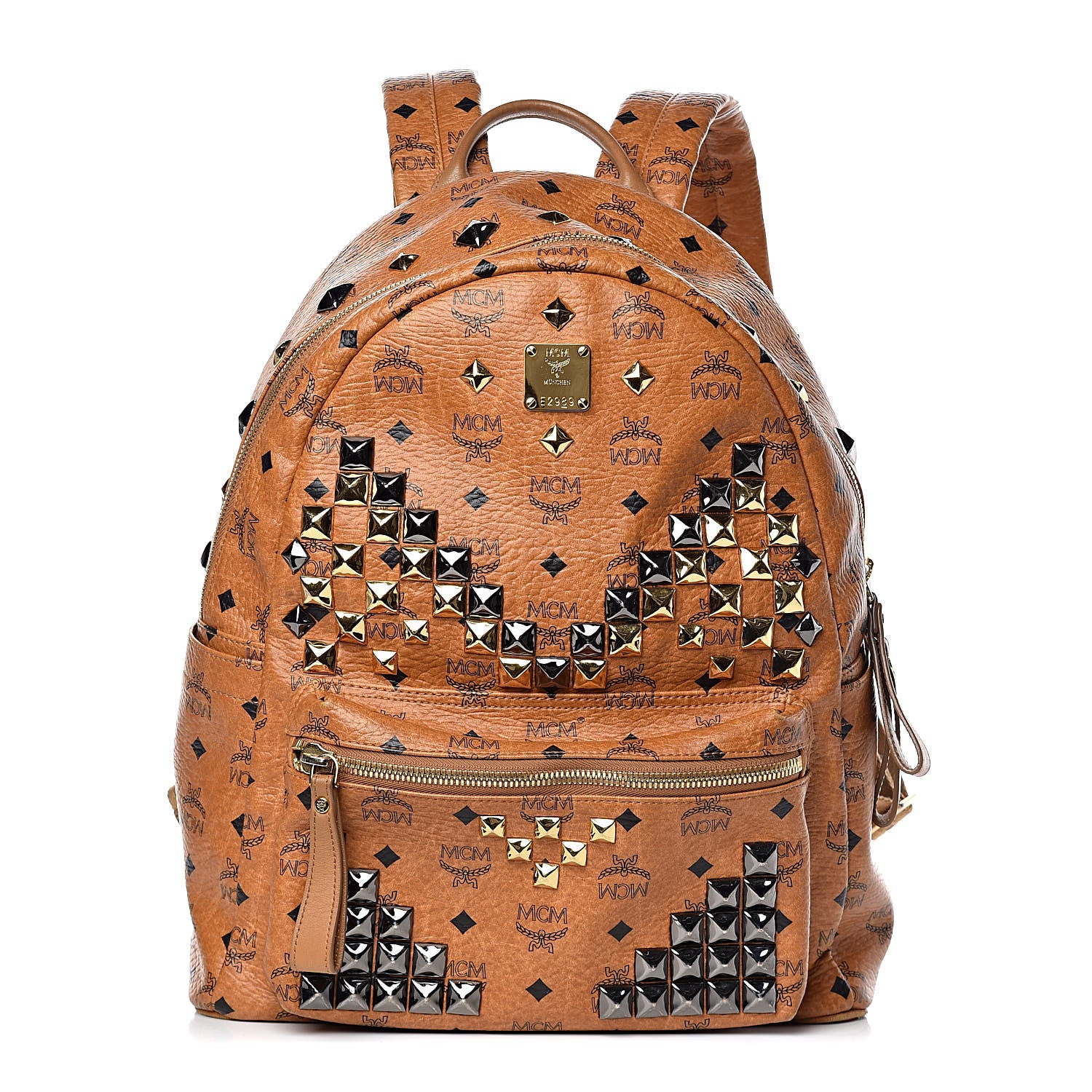 MCM Visetos Studded Medium Stark M Backpack Cognac 1 of 8