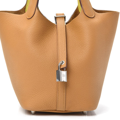 Hermes Taurillon Clemence Swift Eclat Picotin Lock 18 PM Sesame Lime 8 of 10