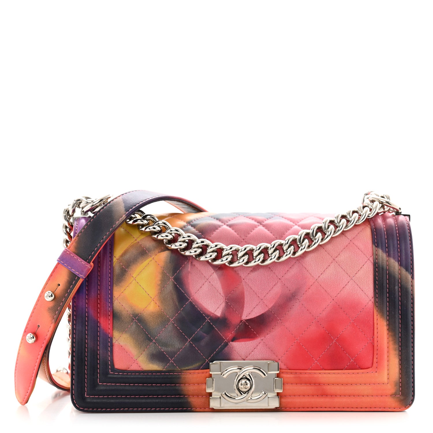 Chanel Printed Lambskin Quilted Medium Flower Power Boy Flap 1 of 11