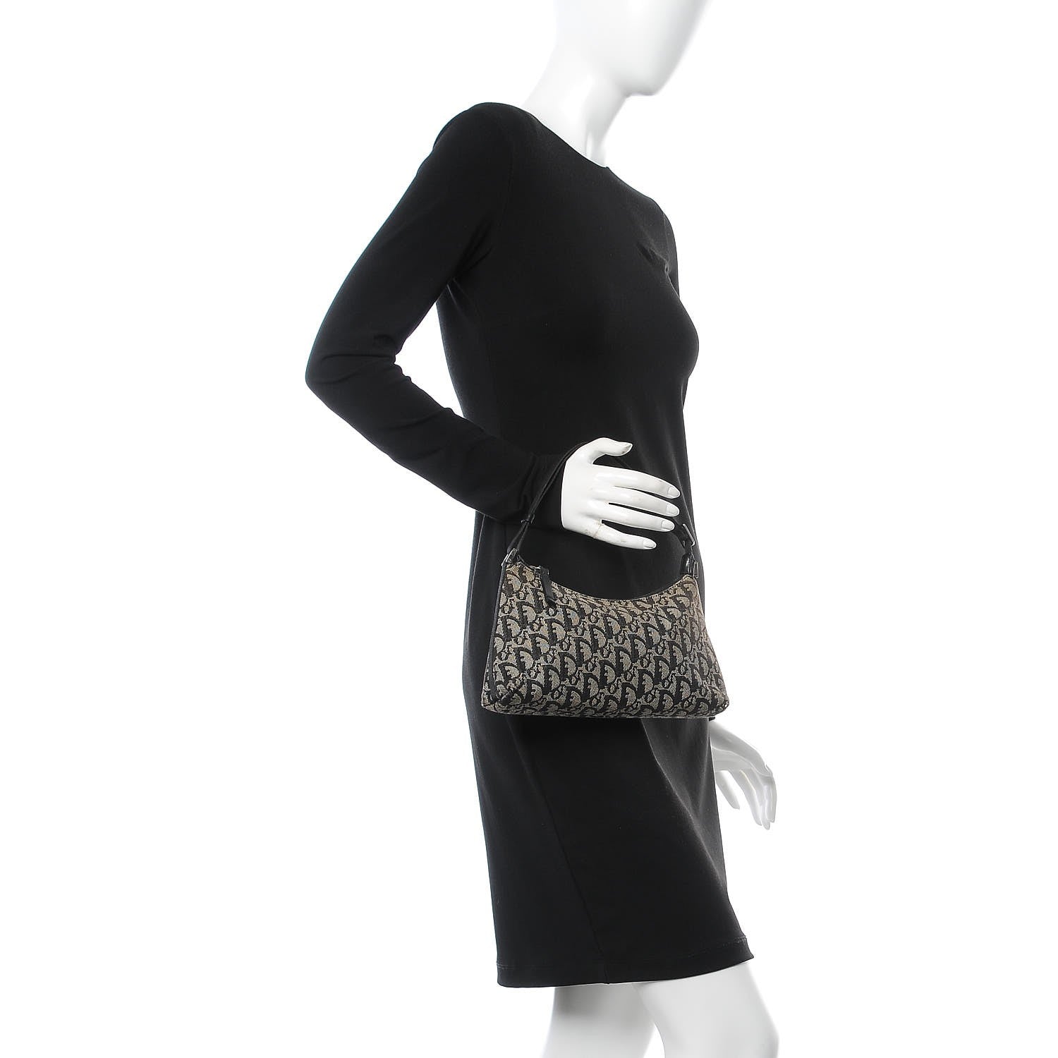 Christian Dior Monogram Shoulder Bag Pochette Black 2 of 12