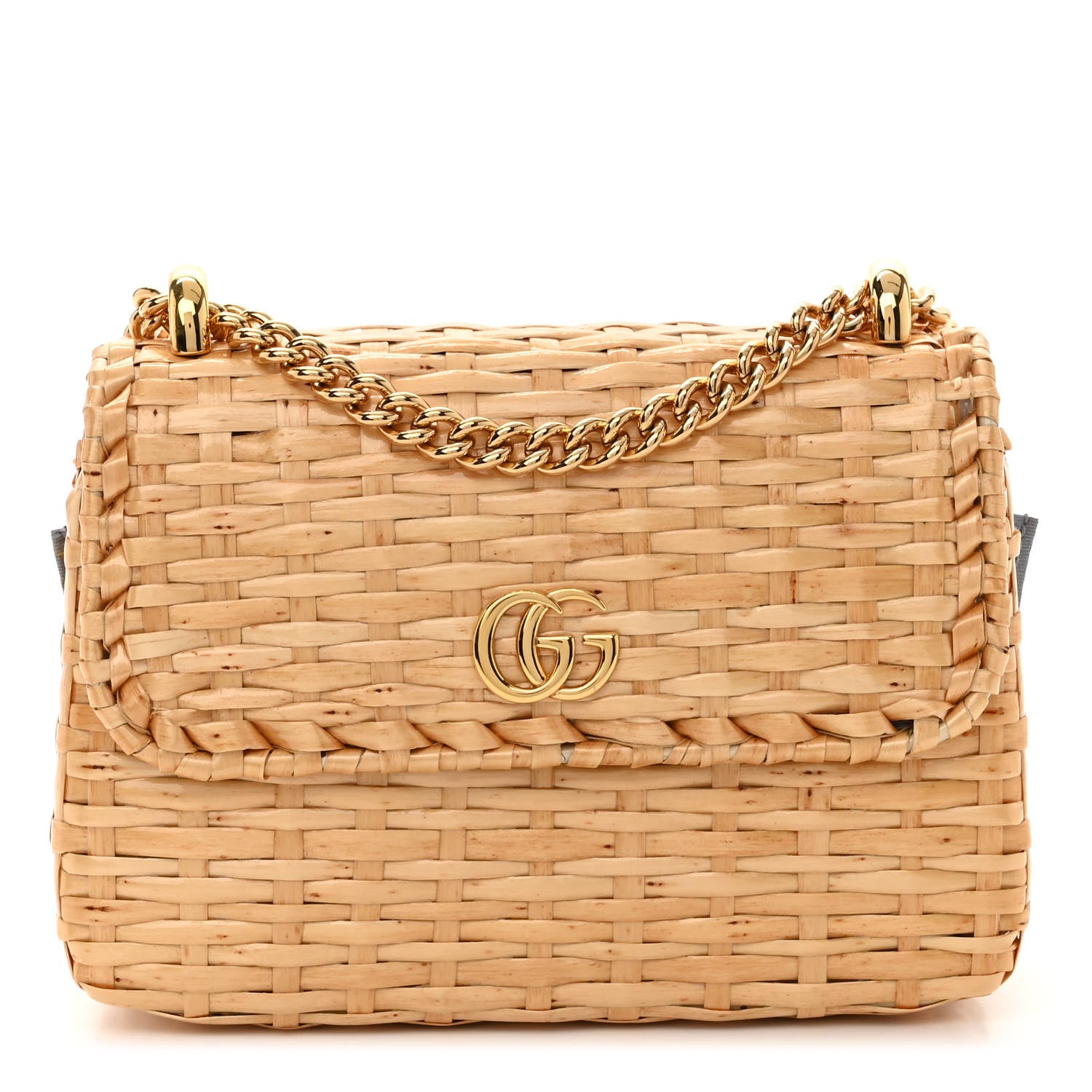 Gucci Glazed Wicker Mini Cestino Shoulder Bag Natural 1 of 10