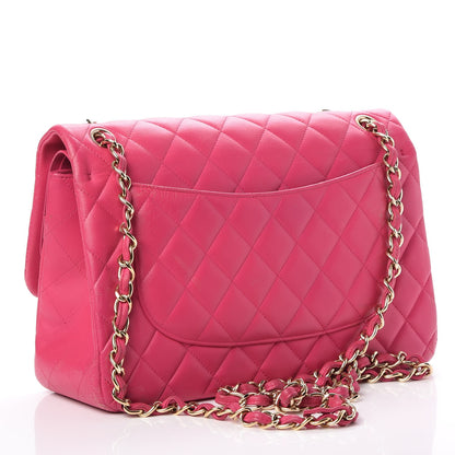Chanel Lambskin Quilted Jumbo Double Flap Dark Pink 3 of 27