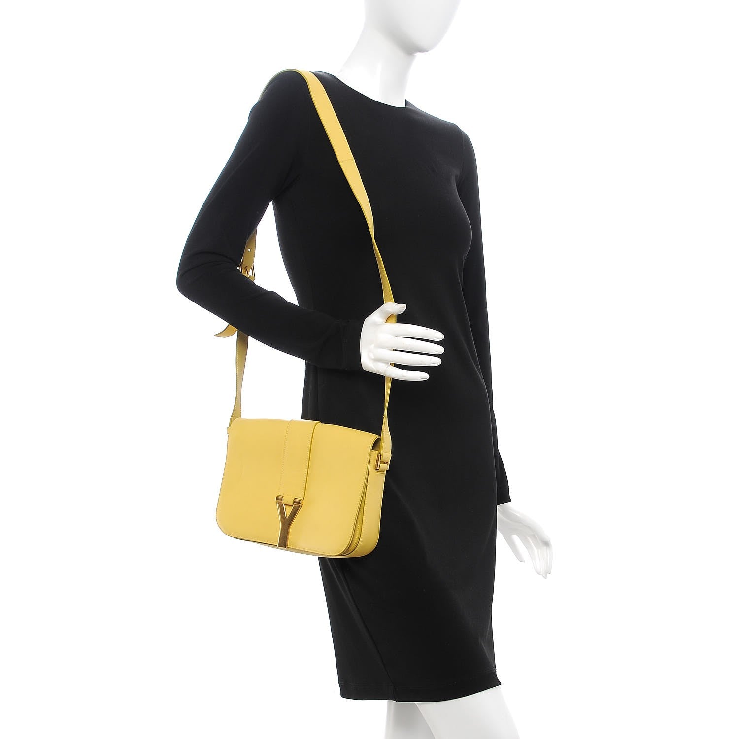 Saint Laurent Calfskin Classic Y Satchel Yellow 2 of 15