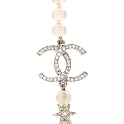 Chanel Crystal Beaded Star CC Long Necklace Silver 4 of 6