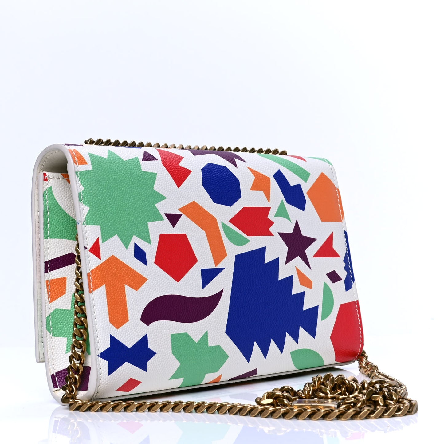 Grain De Poudre Small Classic Monogram Shapes Print Kate Satchel White