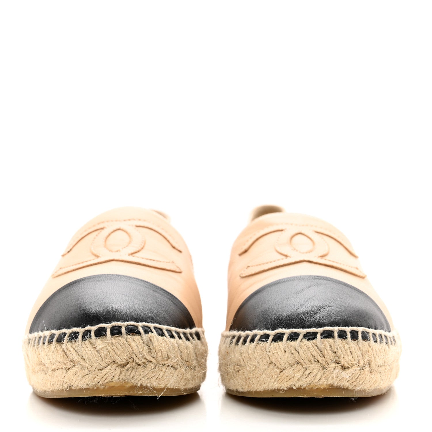 Chanel Lambskin CC Espadrilles 37 Beige Black 2 of 9