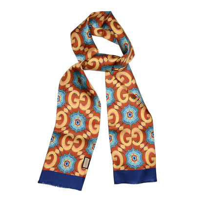 Gucci Silk Twill Sr Chocy Scarf Light Brown Yellow 3 of 10