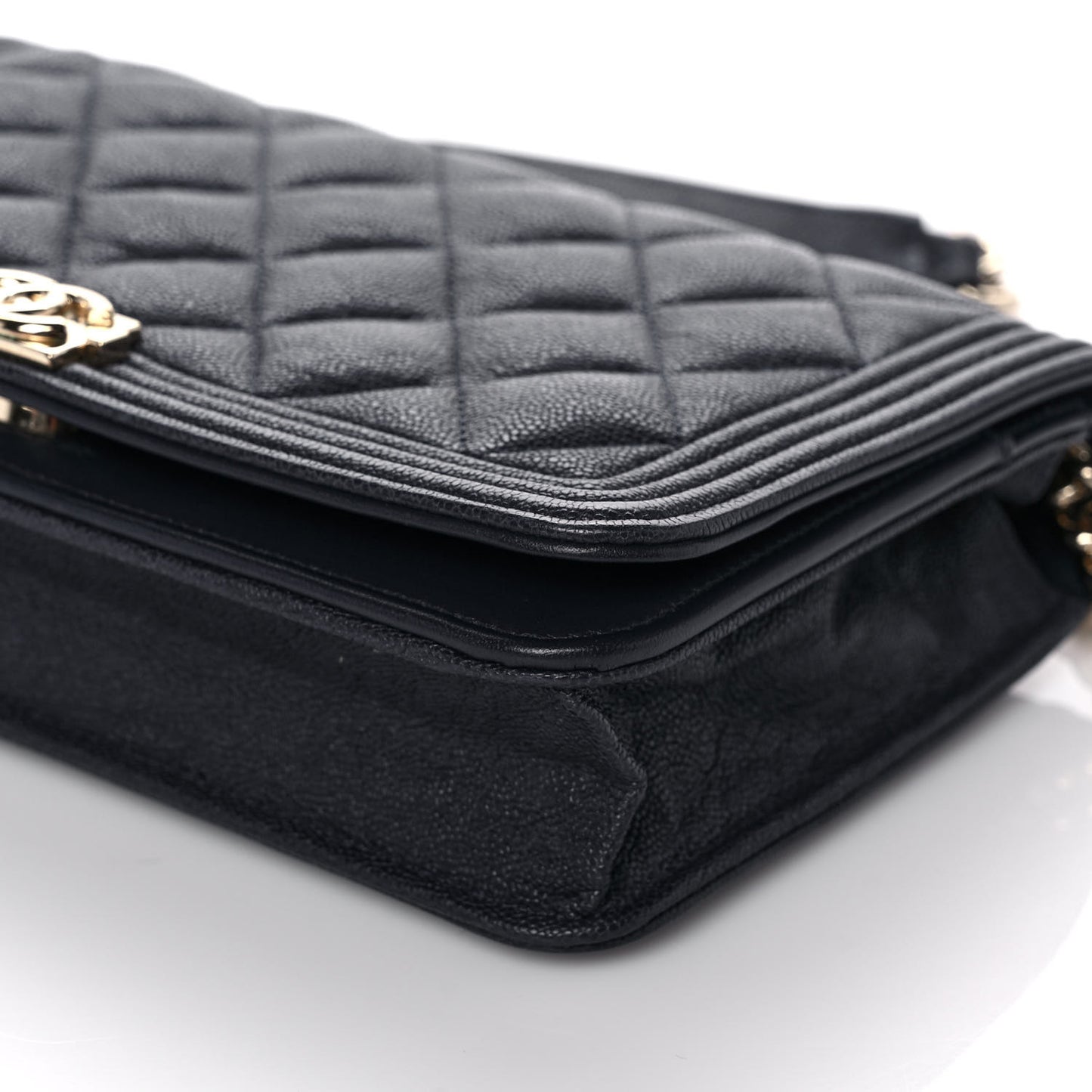 Caviar Quilted Boy Wallet On Chain WOC Navy