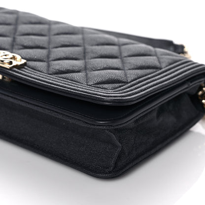 Chanel Caviar Quilted Boy Wallet On Chain WOC Navy 9 of 9