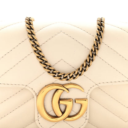 Gucci Calfskin Matelasse Super Mini GG Marmont Shoulder Bag White 8 of 16