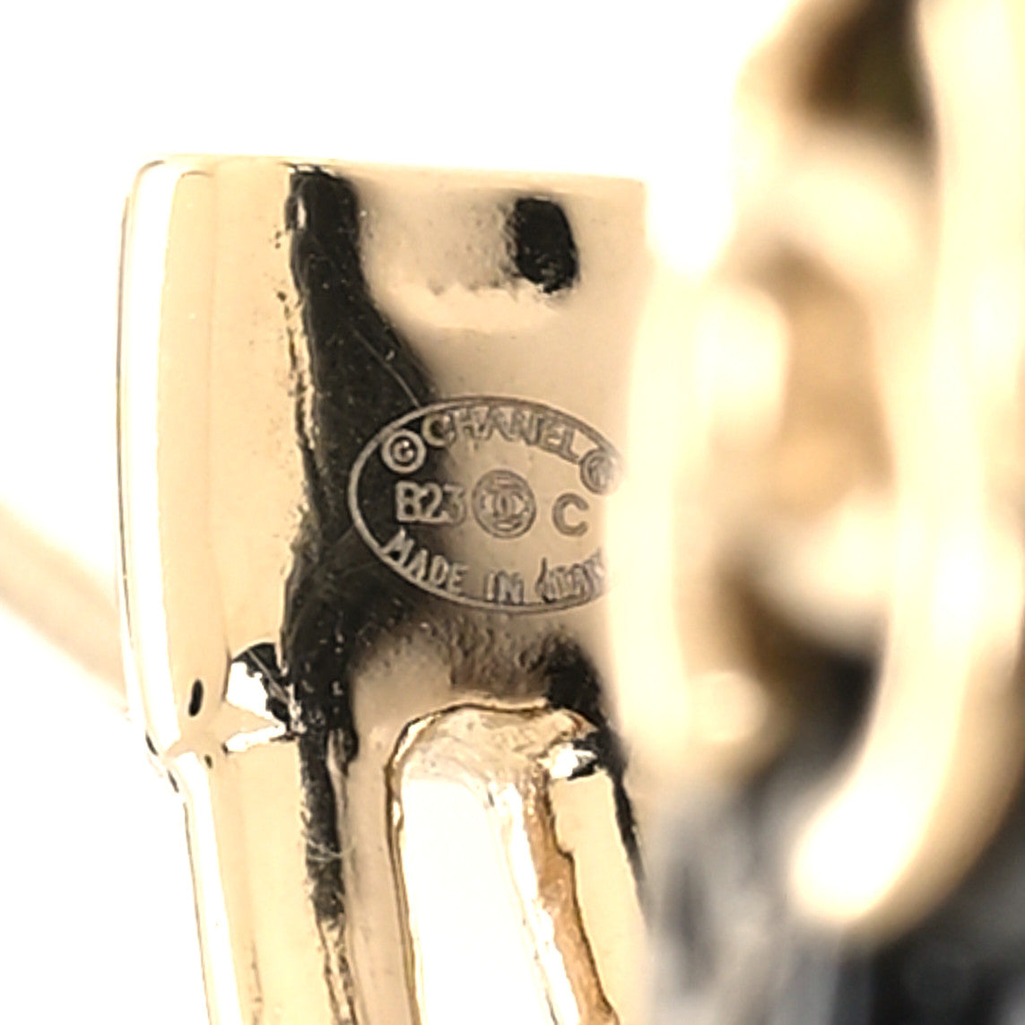 Chanel Metal Resin Quilted Flap Bag Hoop Earrings Black Gold 4 of 5