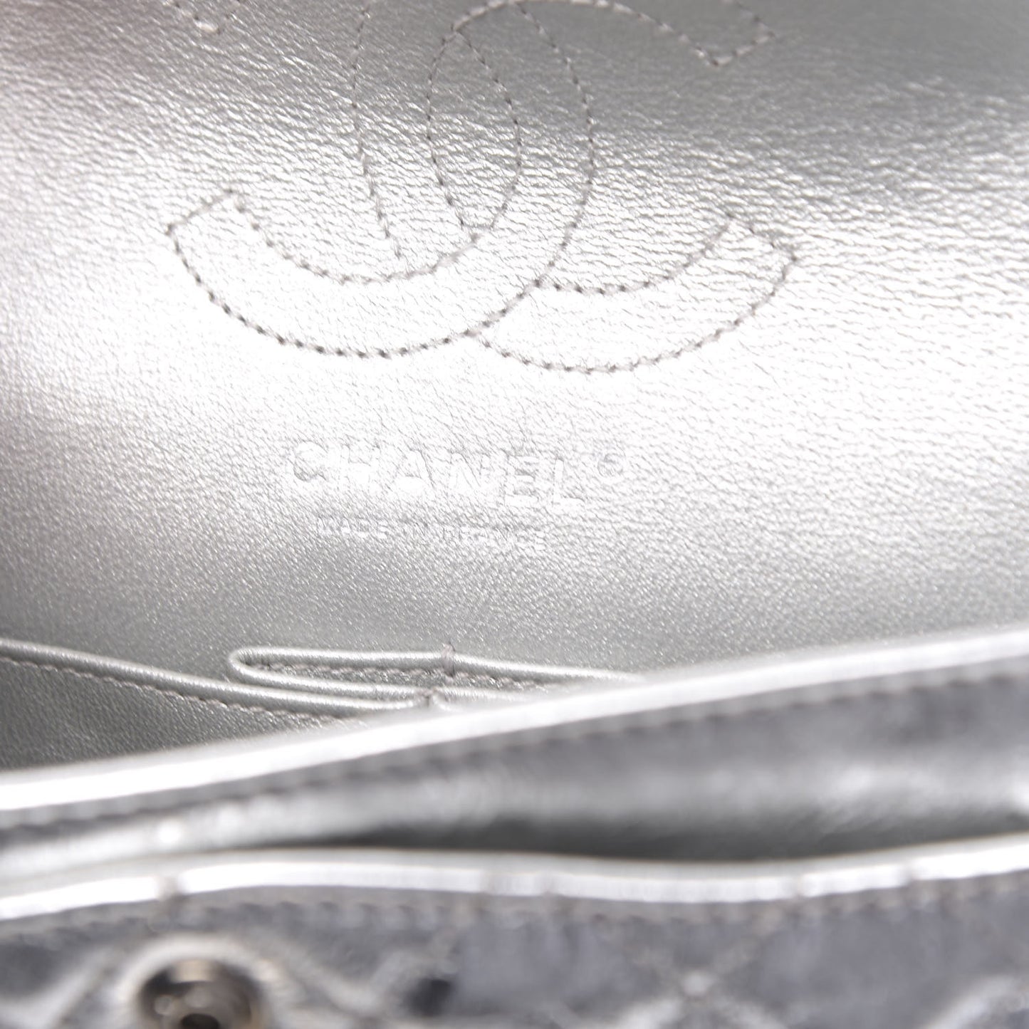 Metallic Aged Calfskin Quilted 2.55 Reissue 224 Flap Silver