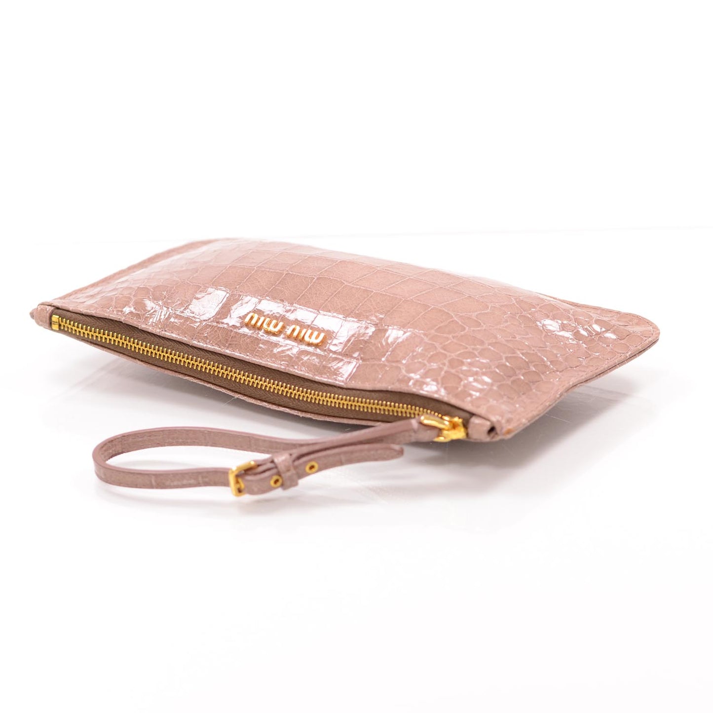 Crocodile Embossed Saint Cocco Lux Wristlet