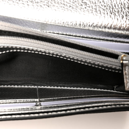 Gucci Metallic Calfskin GG Supreme Monogram GG Marmont Continental Wallet Silver Beige Ebony 6 of 9