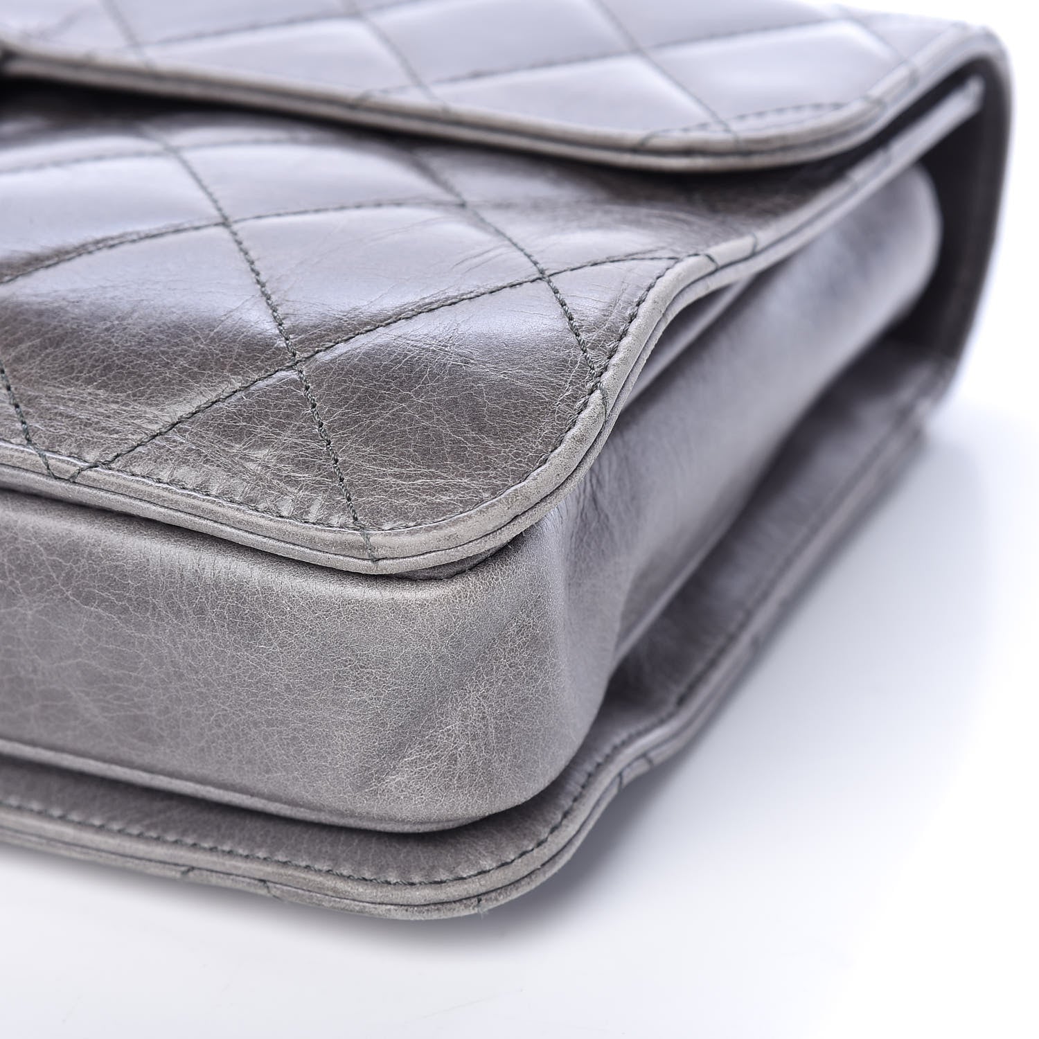 Chanel Glazed Calfskin Quilted Large Perfect Edge Flap Grey 13 of 17