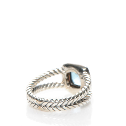 David Yurman Sterling Silver Diamond Blue Topaz 7mm Petite Albion Ring 54 6.75 4 of 5