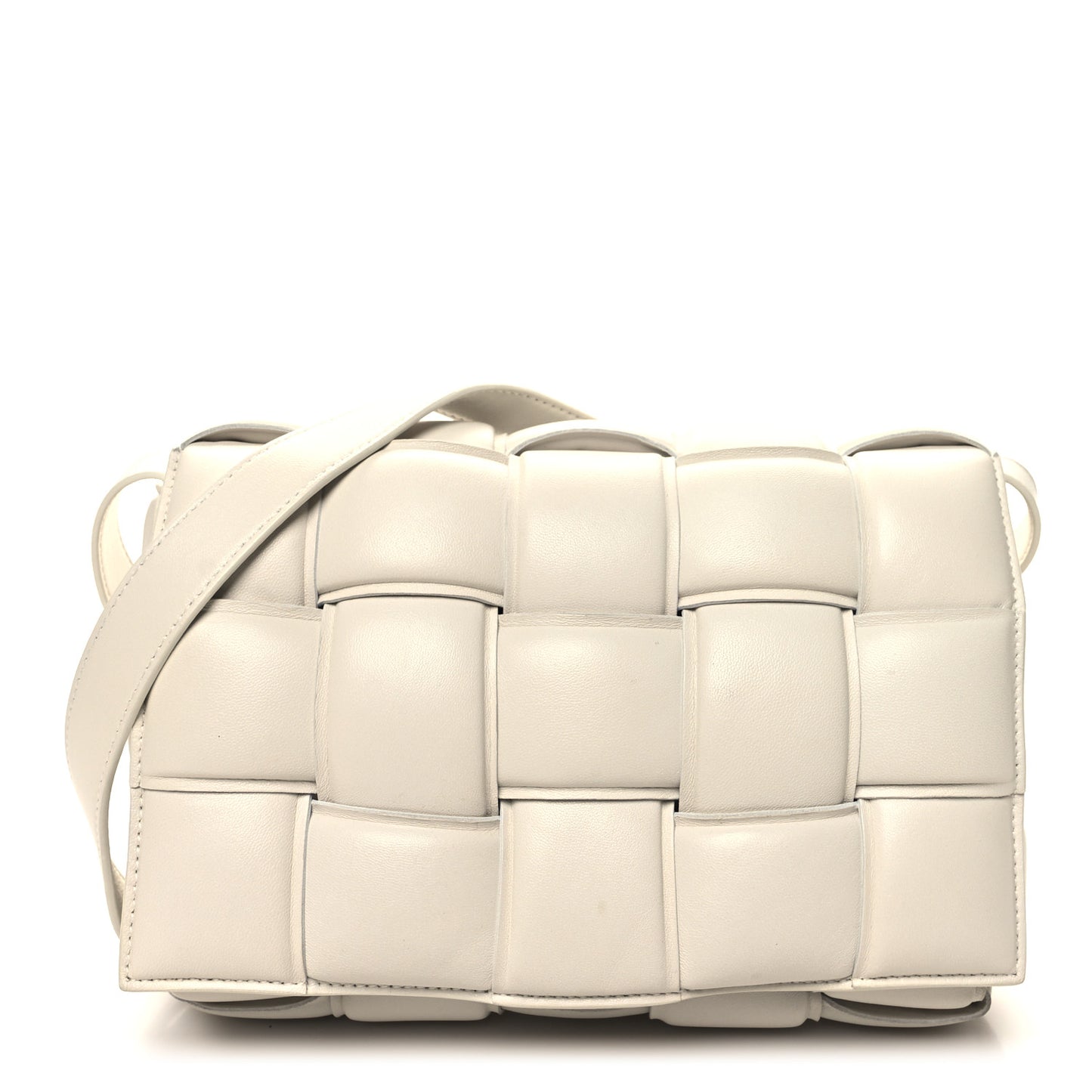 Nappa Maxi Intreccio Padded Cassette Crossbody Bag Chalk