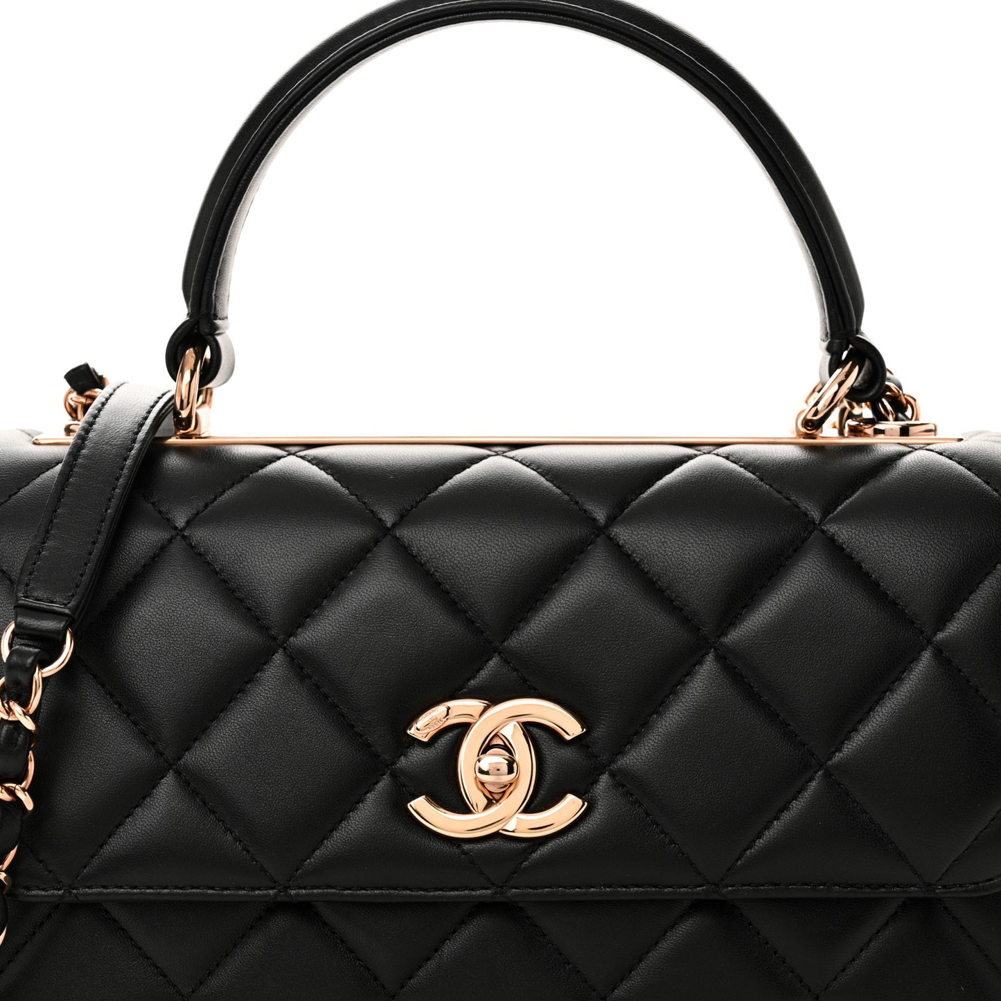Lambskin Quilted Small Trendy CC Dual Handle Flap Bag Black