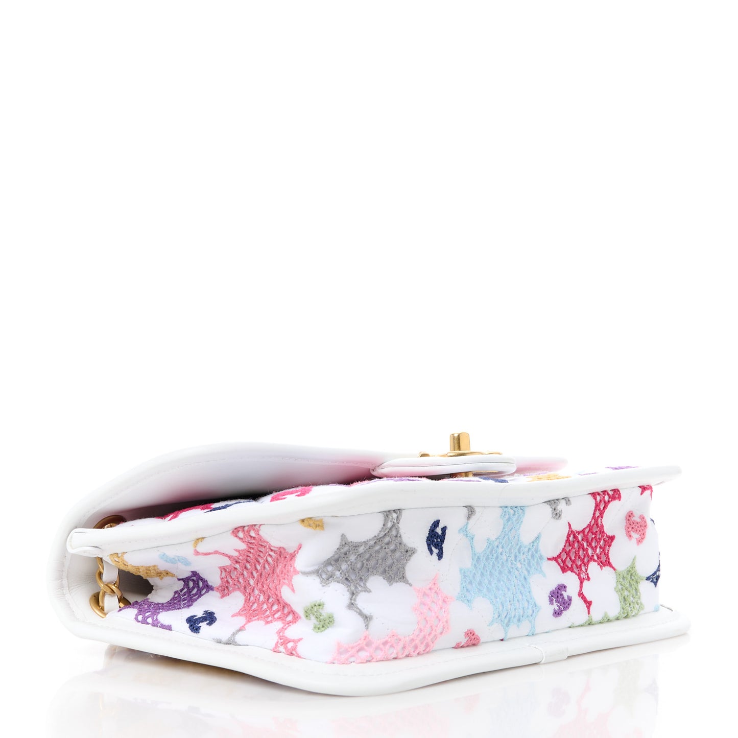 Lambskin Lace Patchwork Flap Bag Multicolor