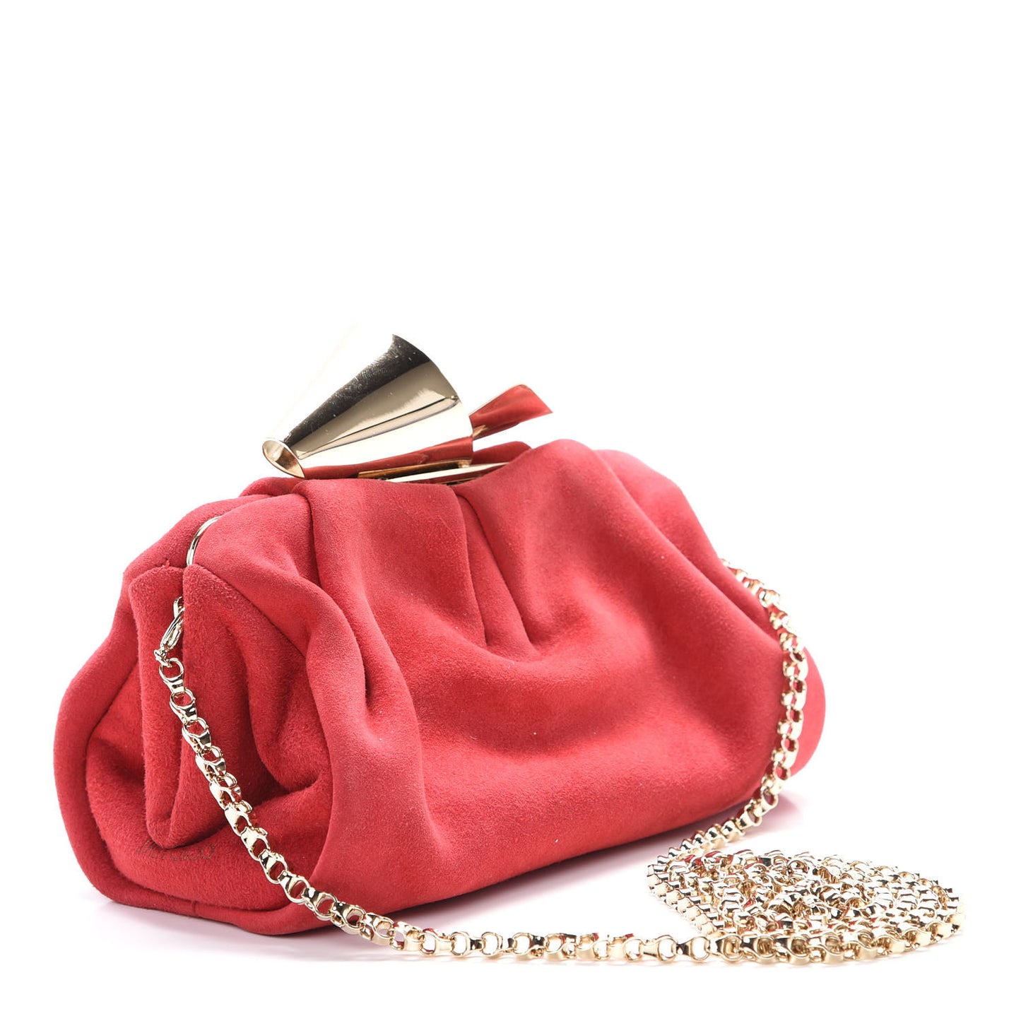 Suede Cara Chain Clutch Dahlia