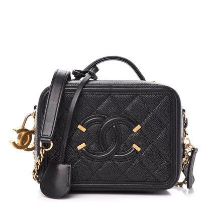 Chanel Caviar Quilted Small CC Filigree Vanity Case Black 1 of 10