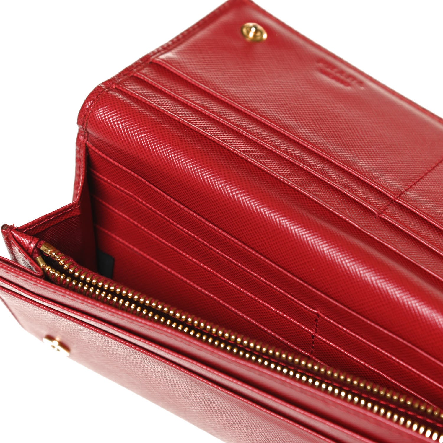 Prada Saffiano Metal Continental Flap Wallet Fuoco 10 of 11