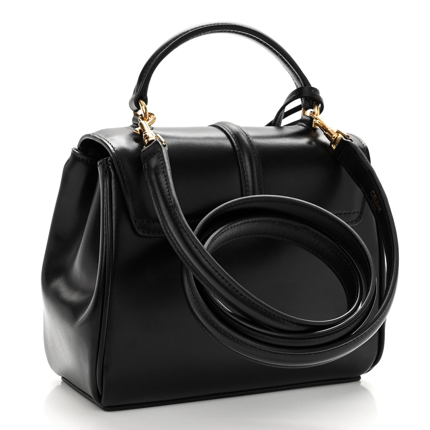 Celine Satinated Calfskin Mini 16 Top Handle Bag Black 3 of 9