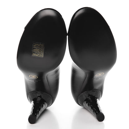 Chanel Lambskin Calfskin Patent Cap Toe CC Pumps 38 Black 5 of 9