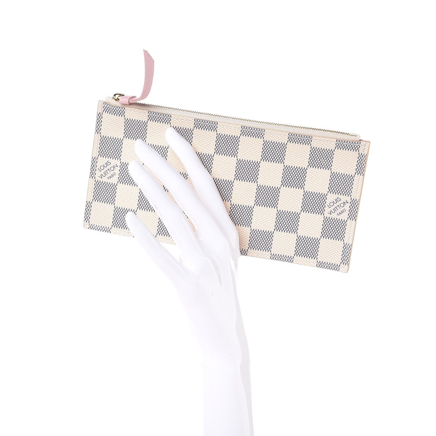 Damier Azur Felicie Chain Wallet Zippered Insert Rose Ballerine
